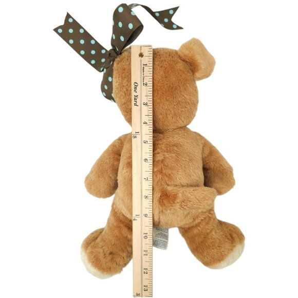 Build A Bear Puppy Dog Plush 13" Stuffed Animal Toy Bent Ears Bow Brown Tan BAB - Picture 11 of 12